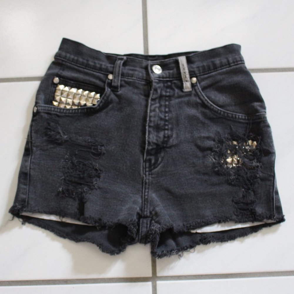Levi's | High Waisted Studded Denim Shorts | Black | Vintage